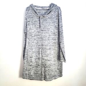 Athleta Marled Gray Hooded Long Sleeve Tunic Dress XL